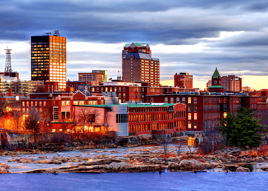 Evening view riverfront in Manchester.