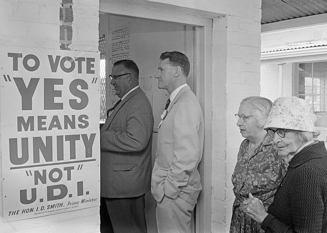 A polling station during elections in Southern Rhodesia, 1964