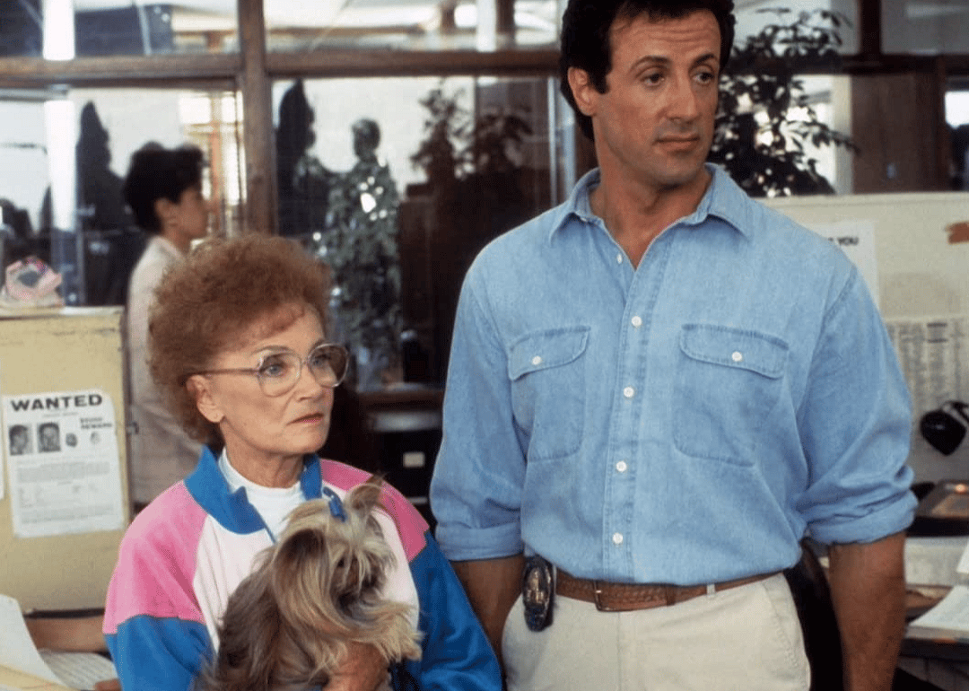 Sylvester Stallone, Estelle Getty, and Pixie in ‘Stop! Or My Mom Will Shoot’.