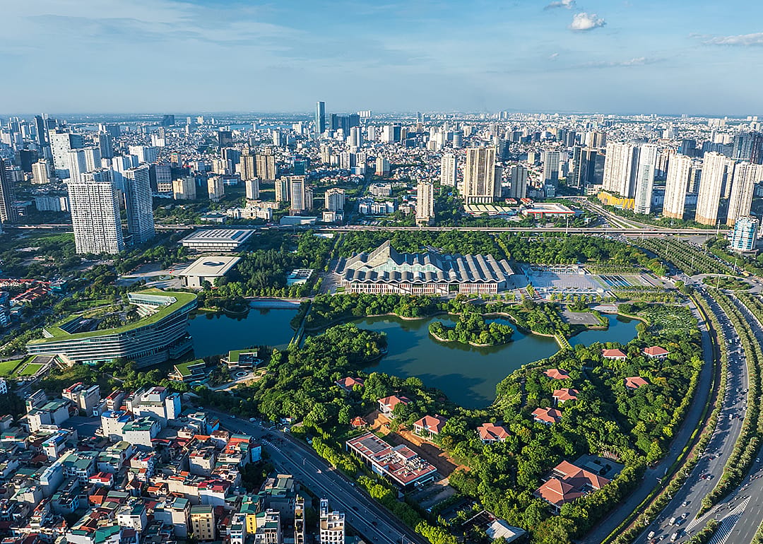 Aerial panorama view of Hanoi.