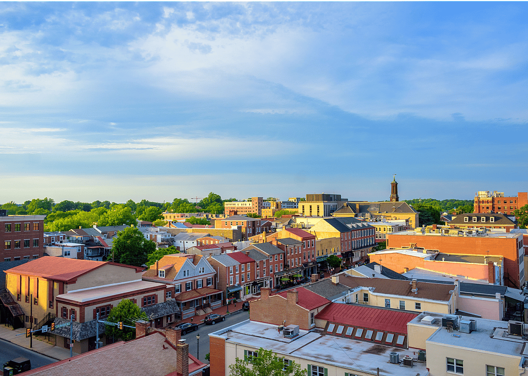Aerial view of West Chester in summer.