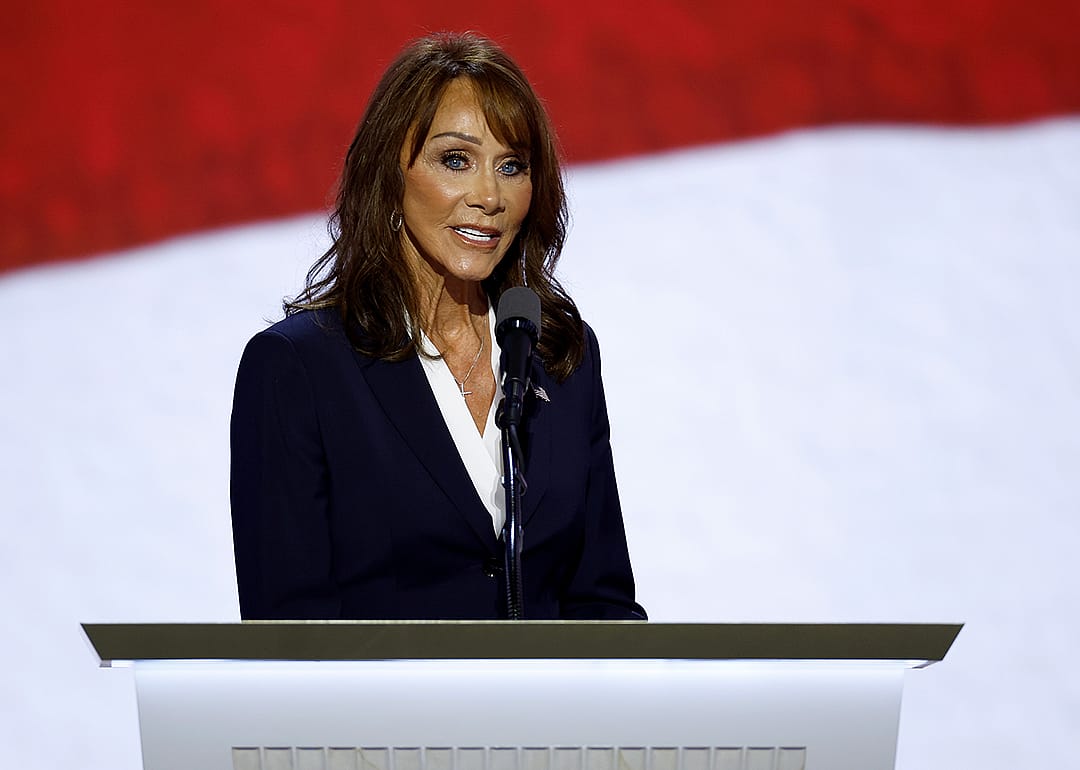 Diane Hendricks speaks on stage at the Republican National Convention in Milwaukee.