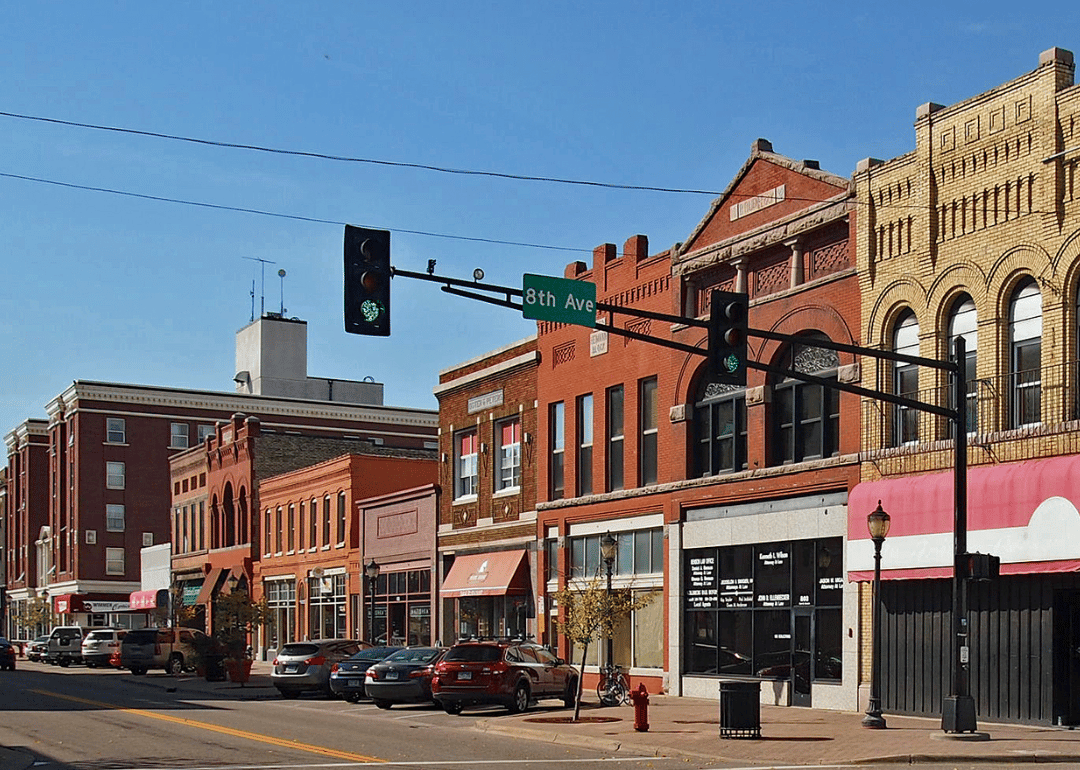 Shops along historic commercial district in St. Cloud