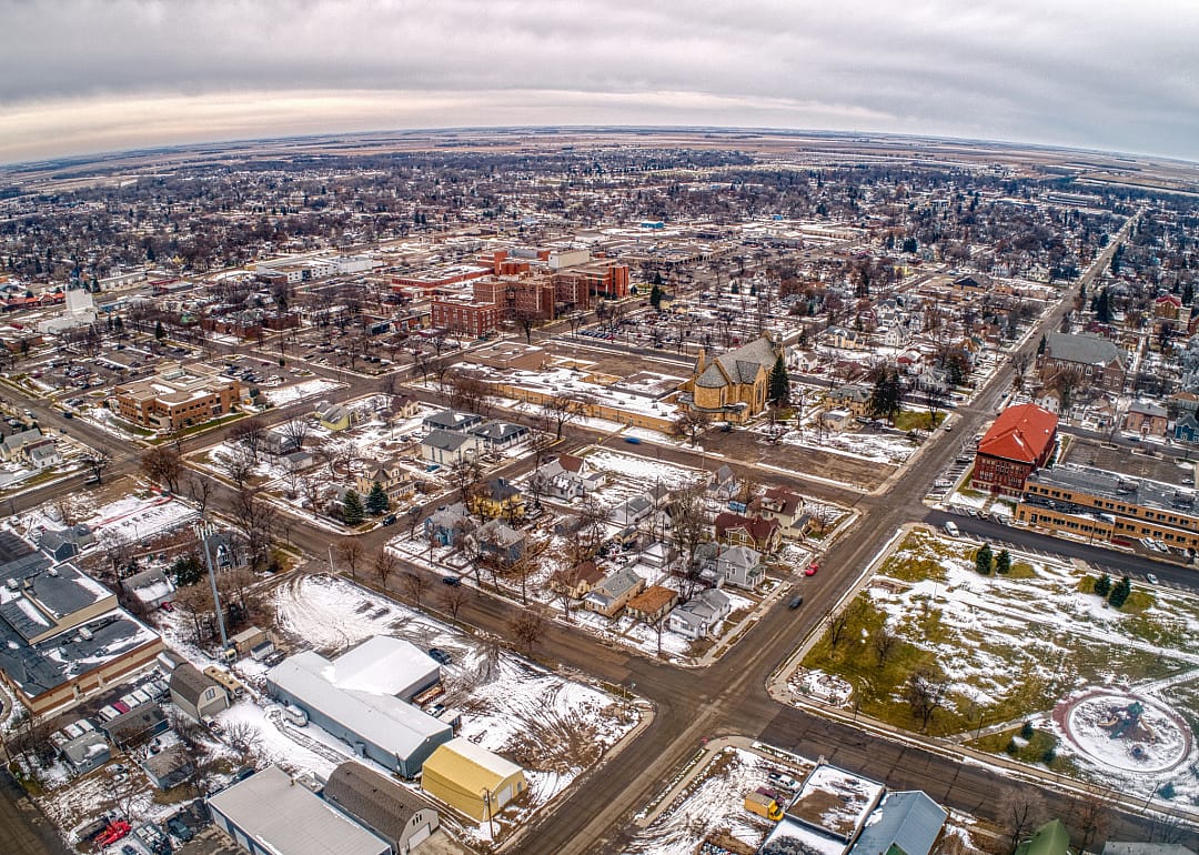 Aerial view of Aberdeen in winter.
