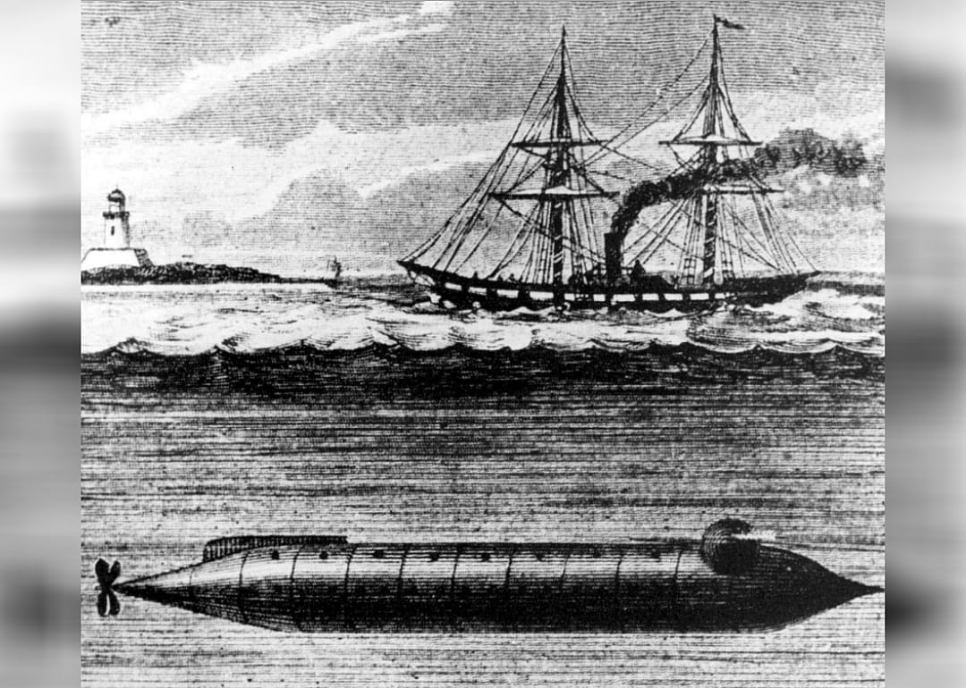 1863: Powered submarine
