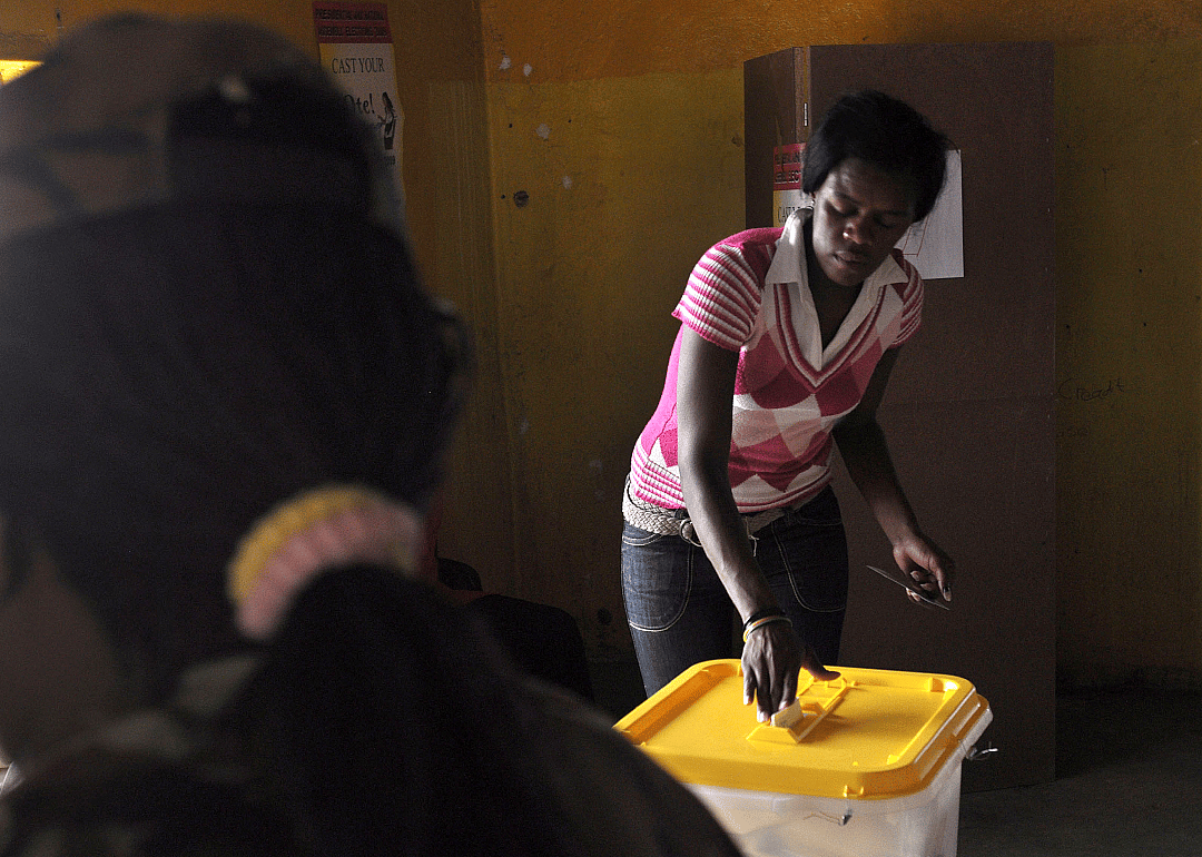 A Namibian woman at a voting station