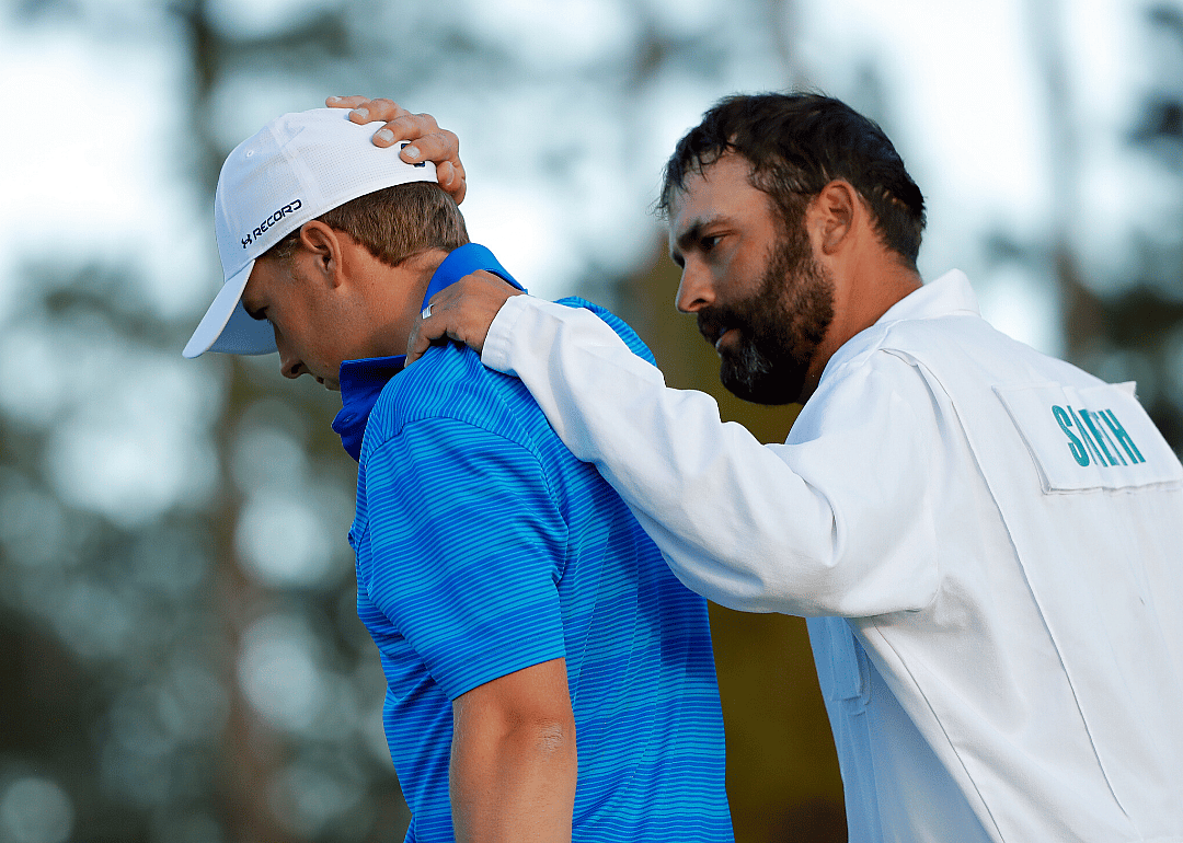 Jordan Spieth goes in Rae's Creek twice