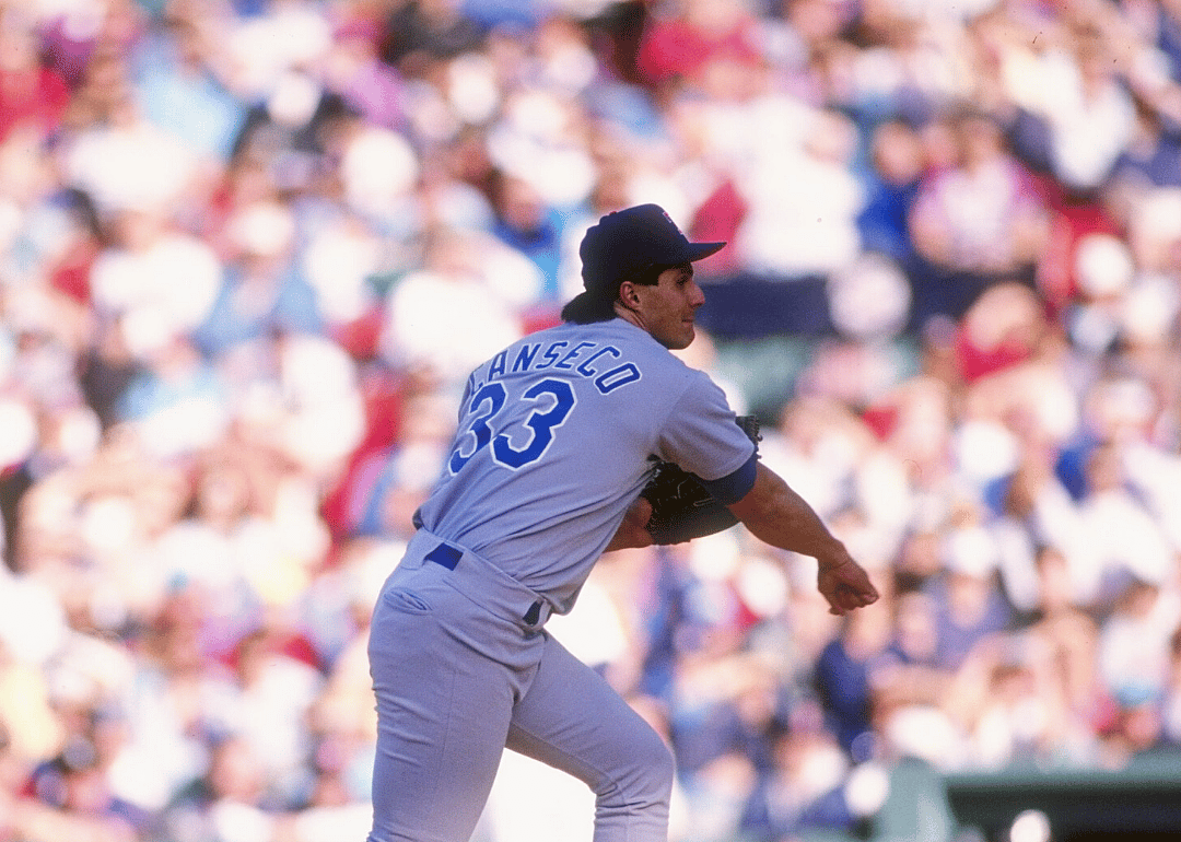 Jose Canseco headbutts a ball out of the field