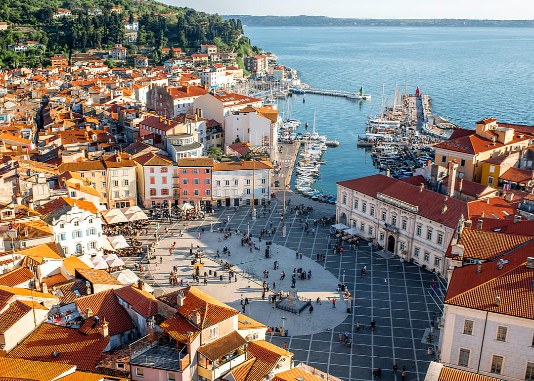 Aerial view of Piran, Slovenia