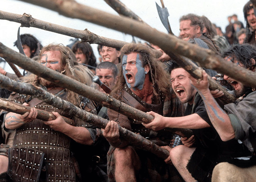 Mel Gibson, Brendan Gleeson and David O’Hara in ‘Braveheart’