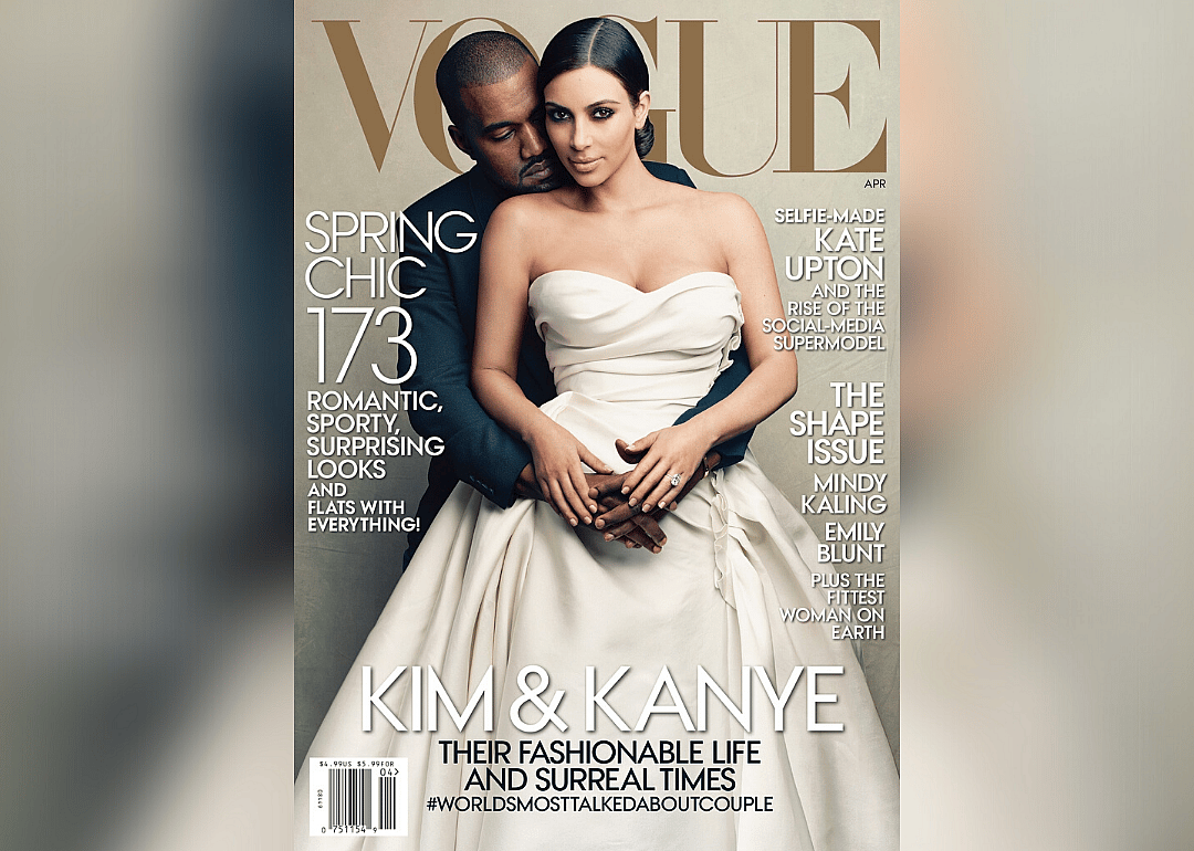 2014: Kim Kardashian and Kanye West became first interracial couple featured on Vogue cover