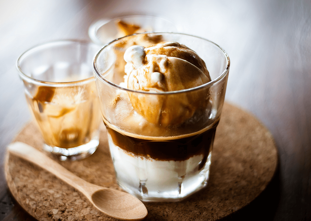Close-up affogato coffee drink.