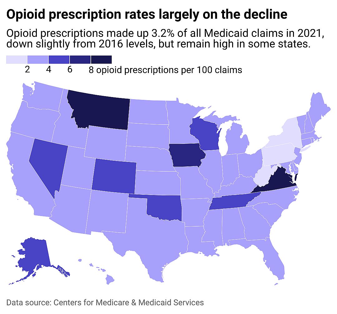 States with the highest opioid prescribing rates