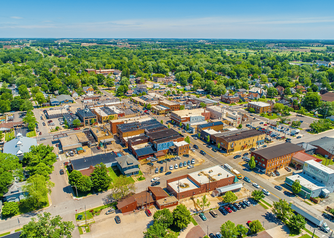 An aerial view of Nappanee, IN.
