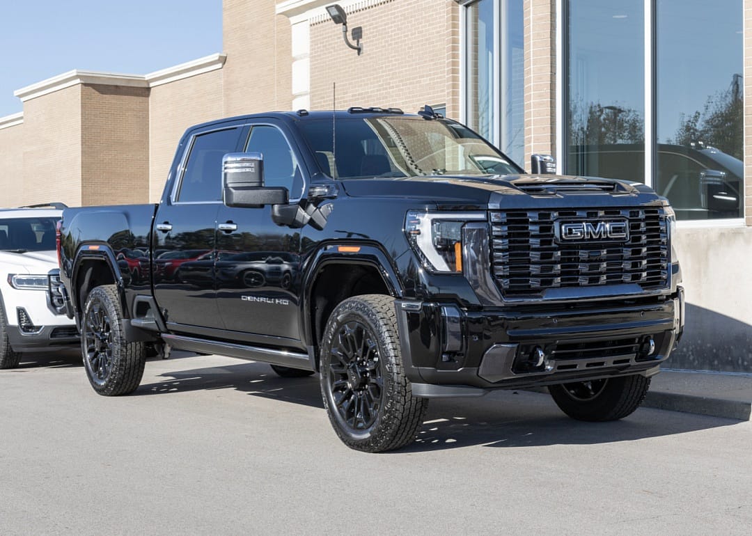 A black GMC Sierra.