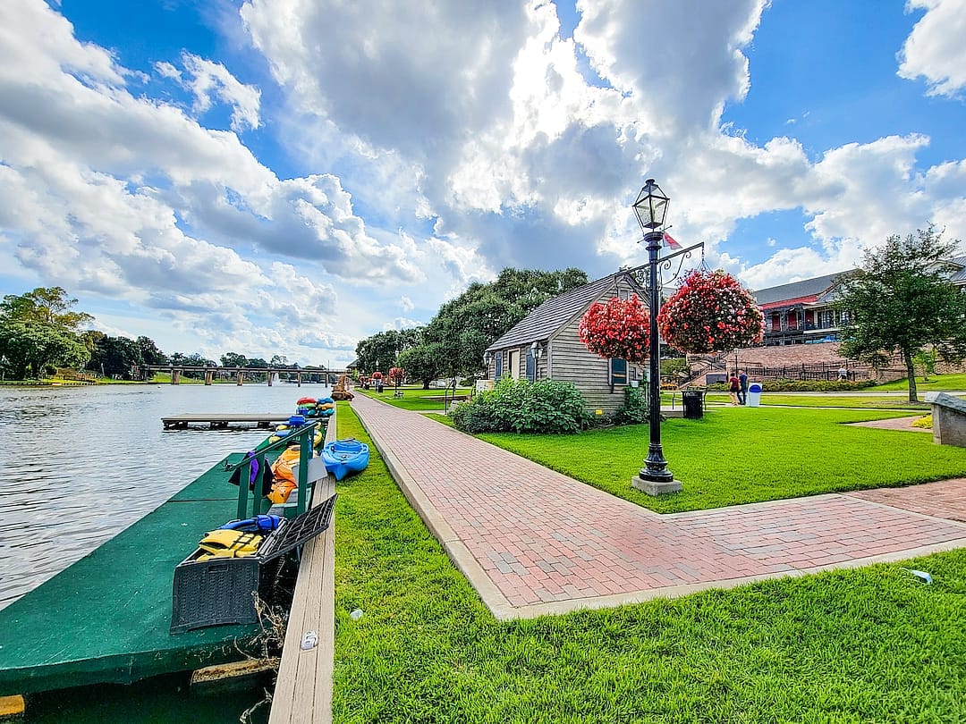 The Beau Jardin and Riverwalk in downtown Natchitoches, Louisiana.