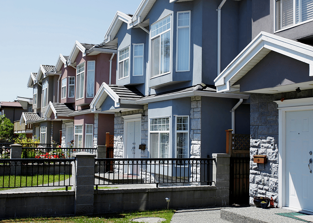 A row of two-story homes.