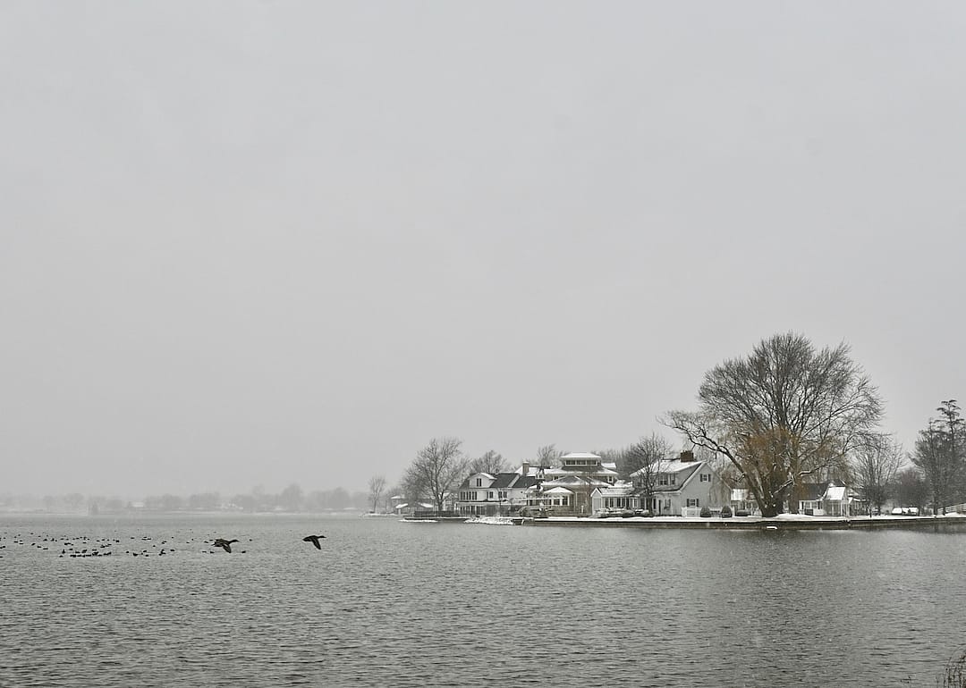 Winona Lake, Indiana, after a light snow.