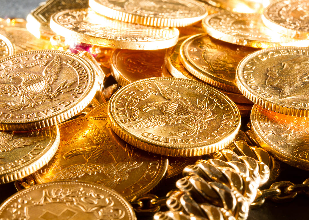 A pile of shiny gold coins.