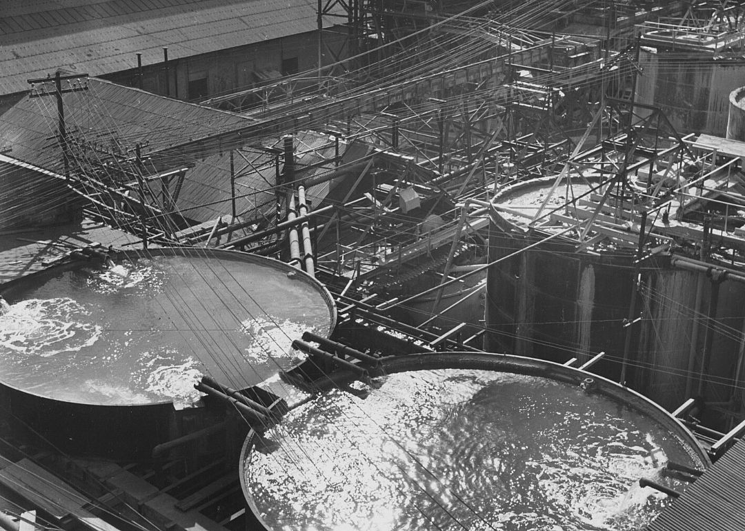 Large tanks of water at a mining operation.