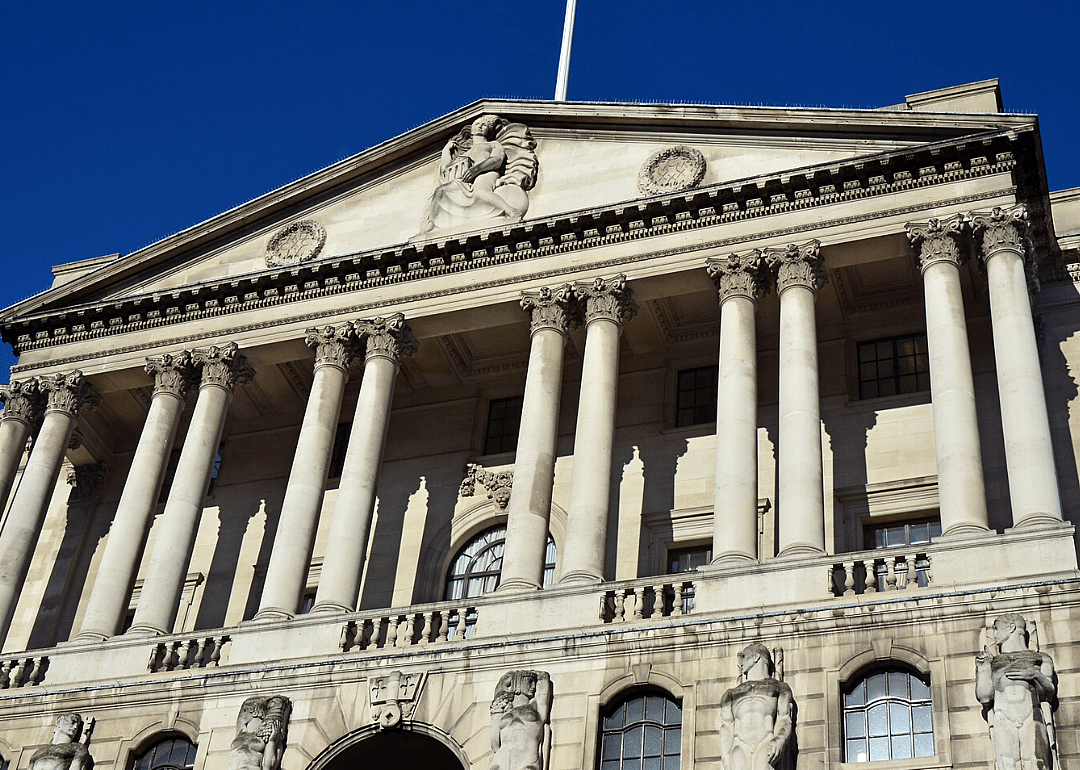 A view of the Bank of England building in London.
