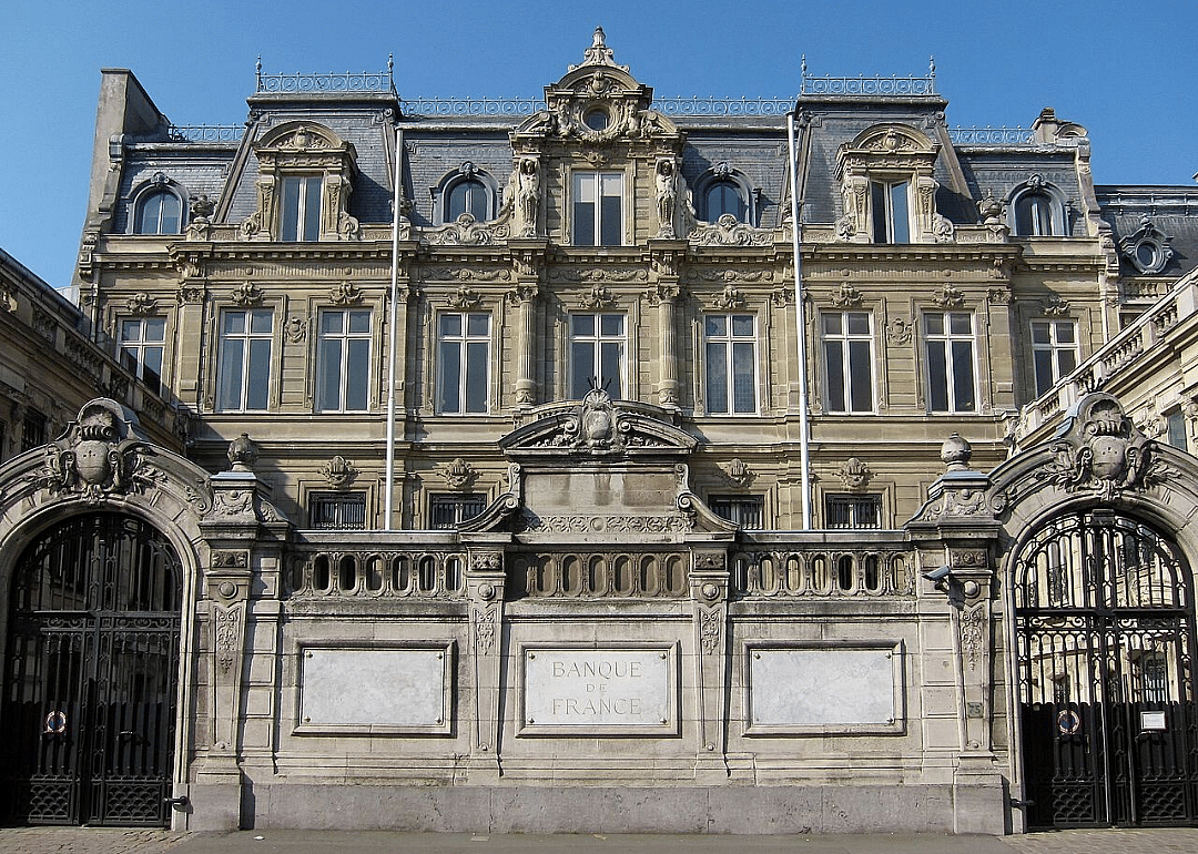 A view of the Banque de France building in Lille, France.