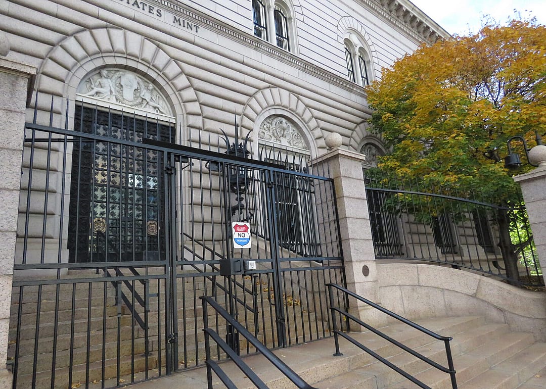 The main entrance of the Denver Mint.