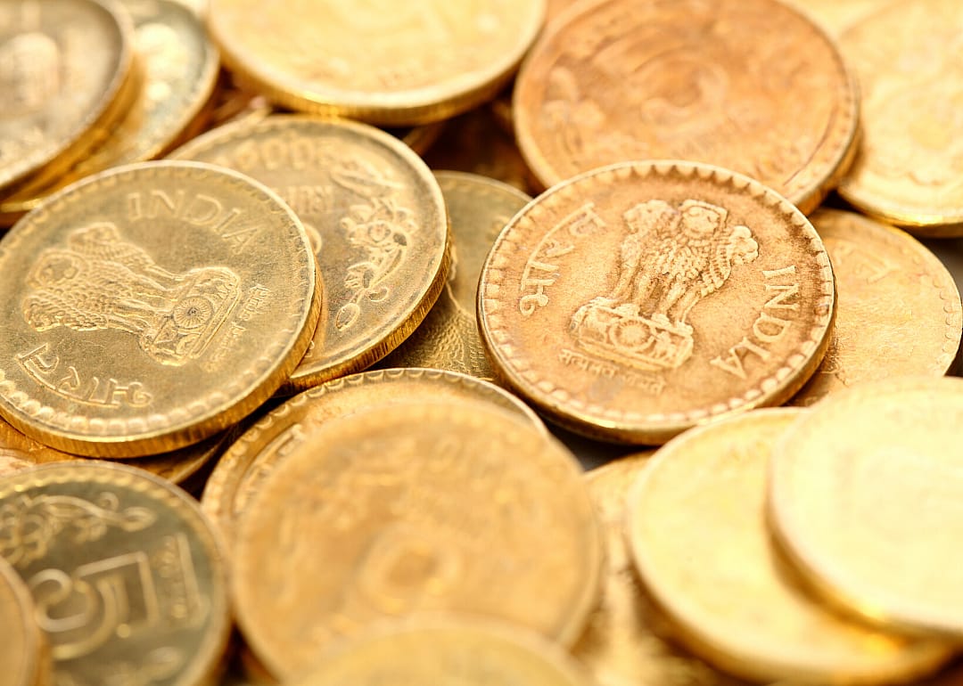 Gold coins minted by India.