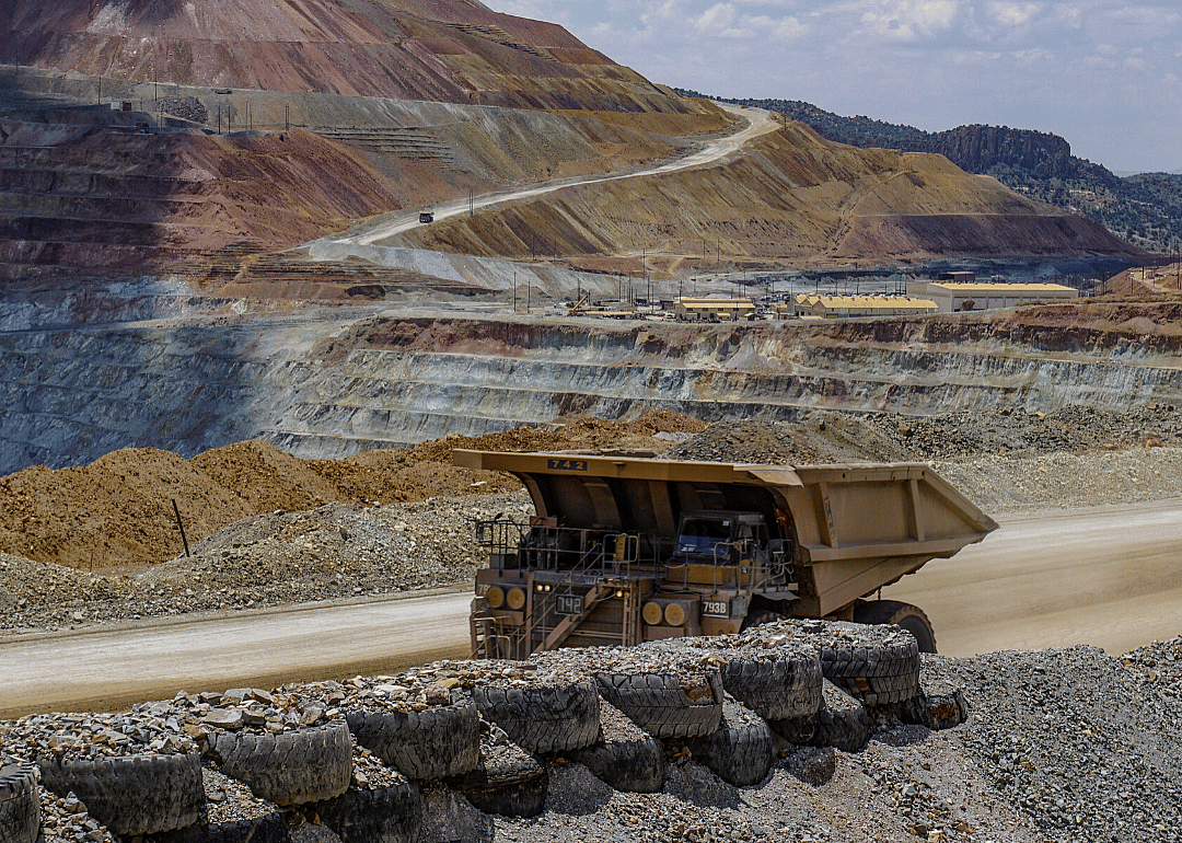 A dumptruck waits at a mining operation.