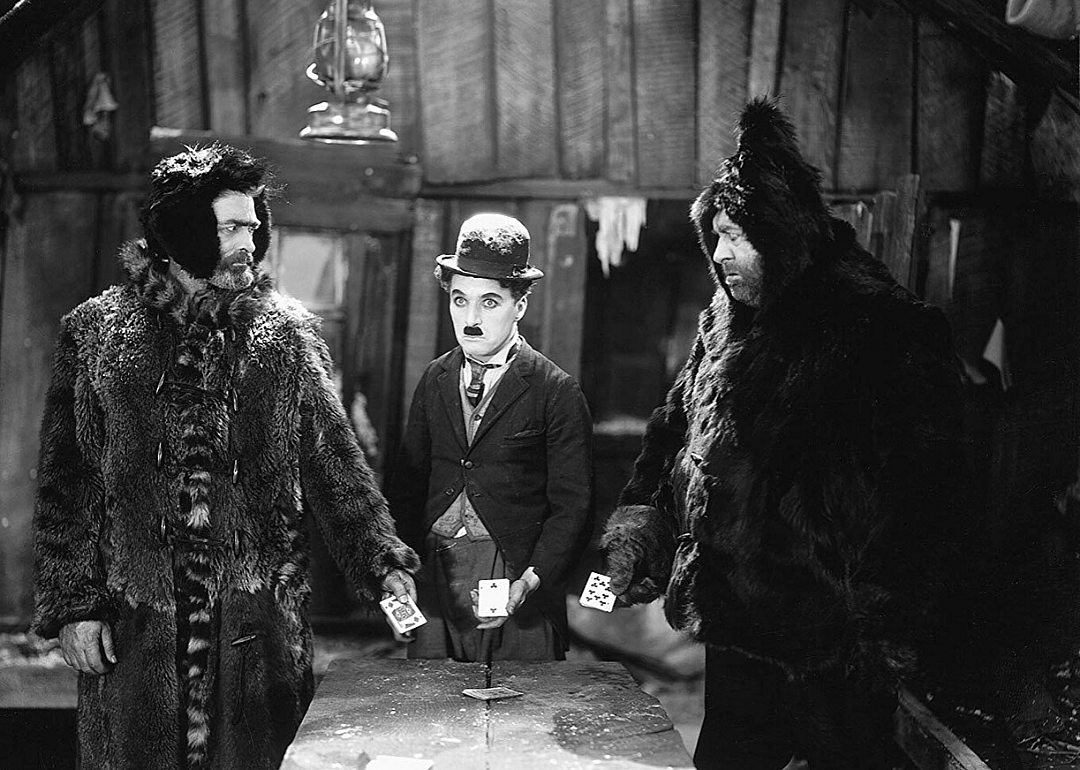 Actor Charlie Chaplin, center, in a scene from 'The Gold Rush.'