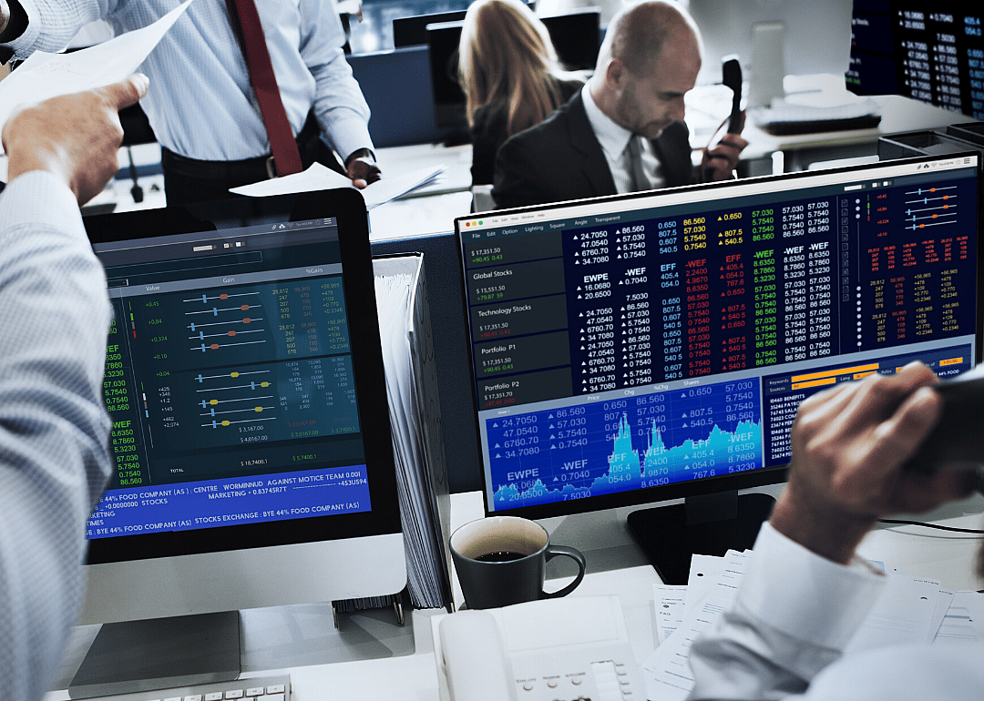 A team of analysts monitor real-time data.