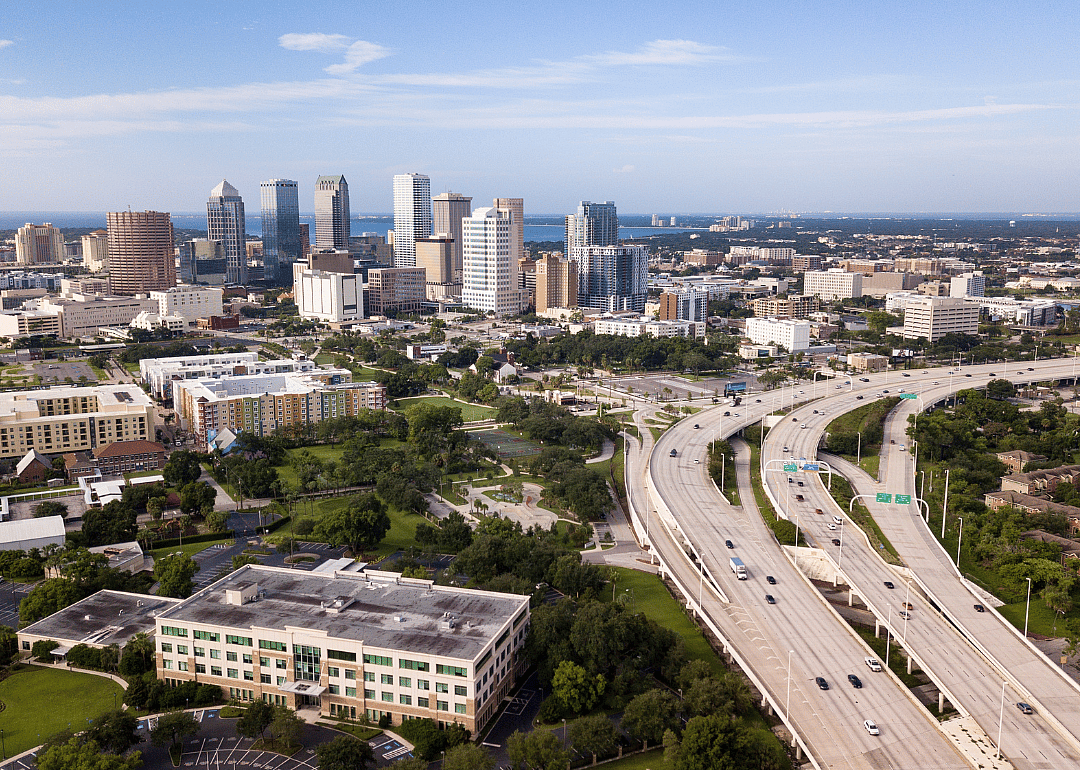 Interstate highway leading downtown.