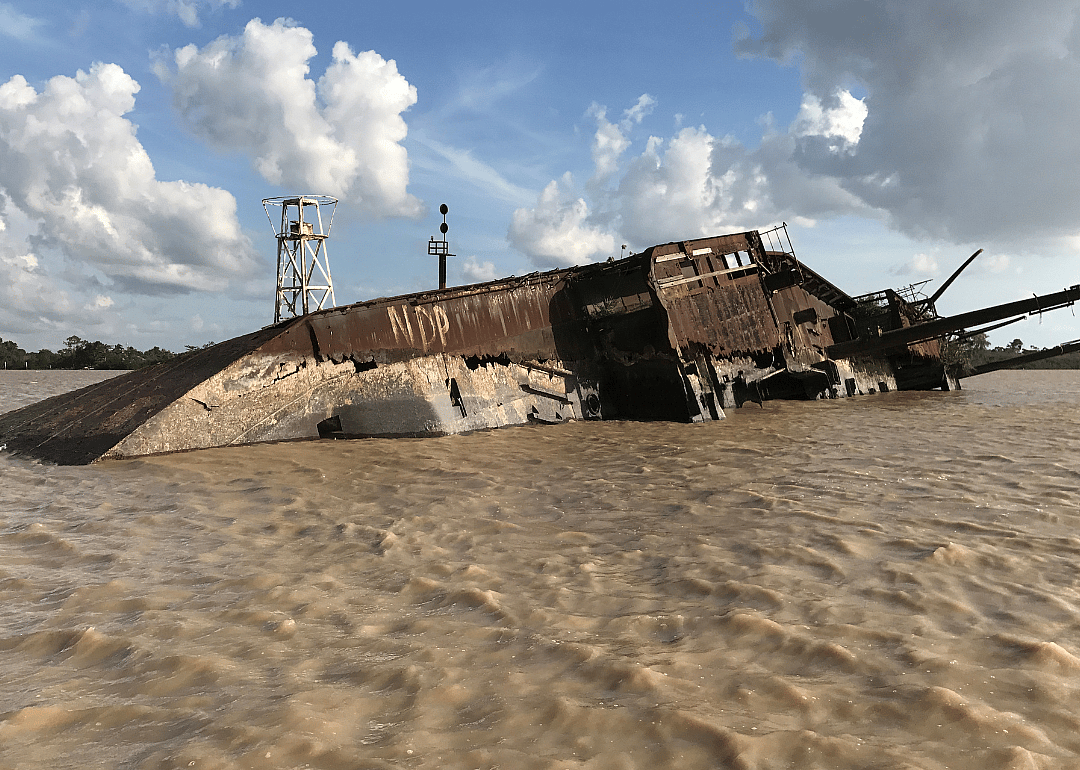 The wreckage of the German cargo ship 'Goslar', outside Paramaribo, Suriname