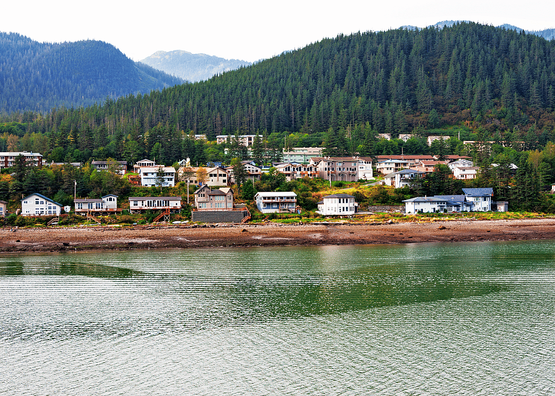 Homes along the waterfront in Juneau, Alaska.