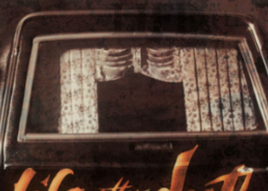 Curtains in the back of a hearse.