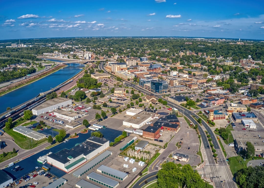 An aerial view of Mankato.