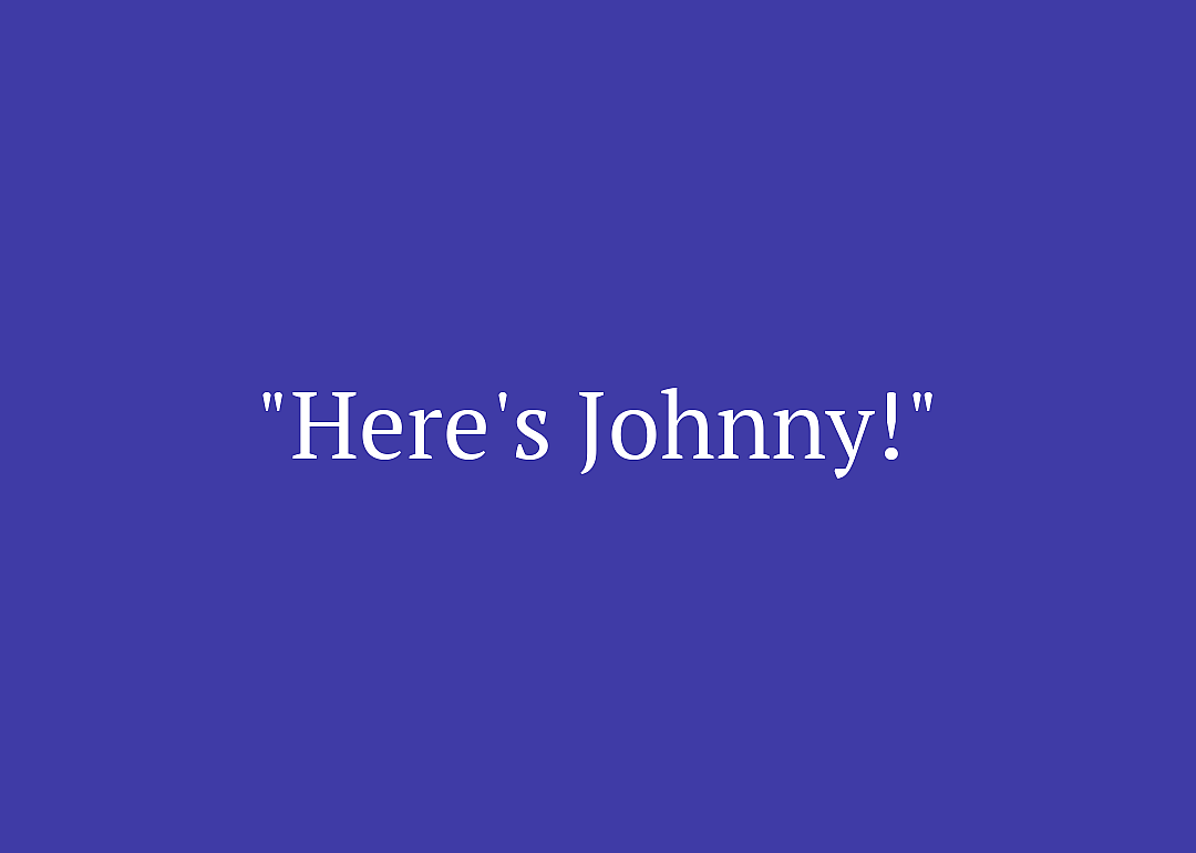 Movie quote against purple background.