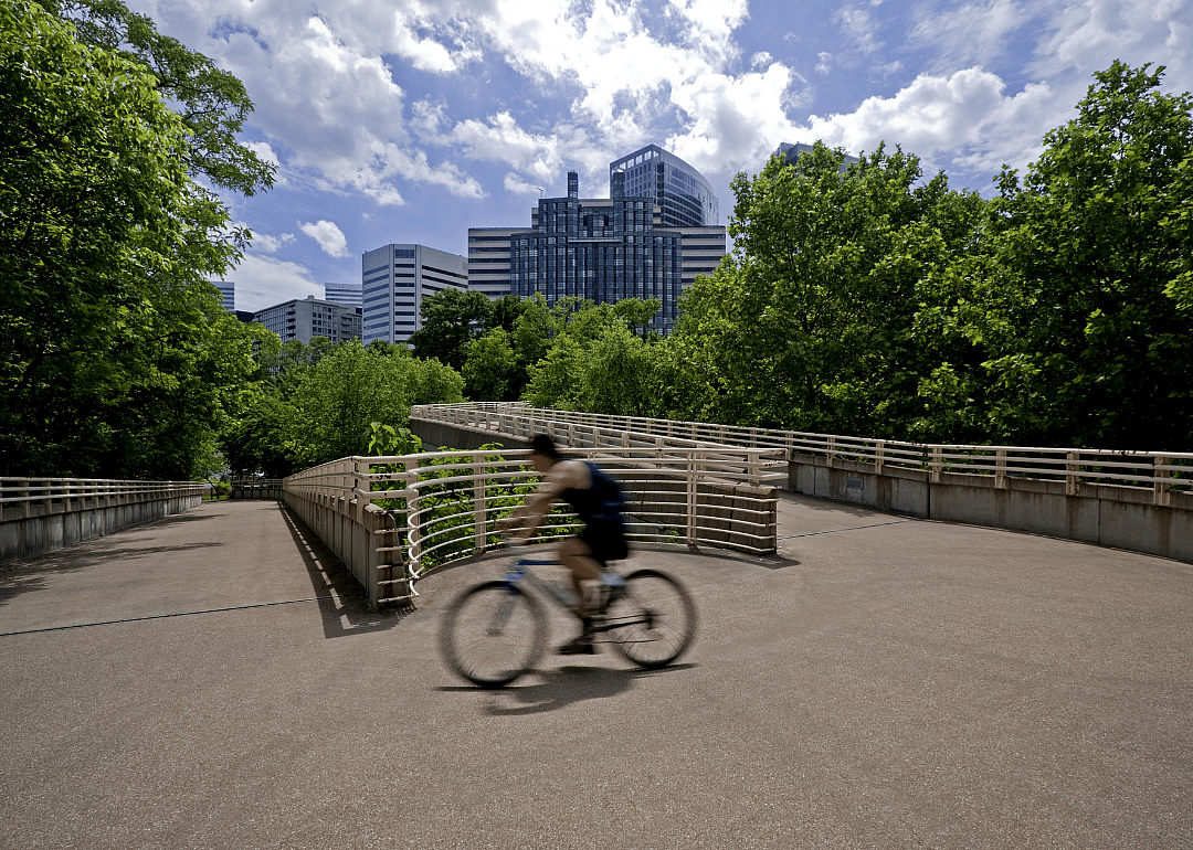 A cyclist in Arlington.