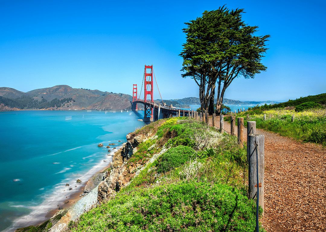 A trail leading to the Golden Gate Bridge.