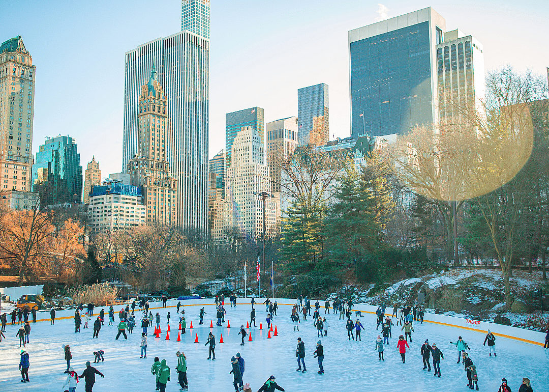 People ice skating in New York City.
