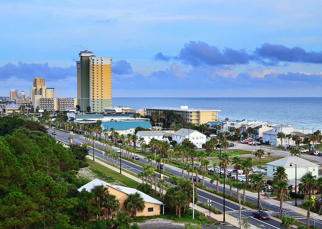 A view of Panama City and the ocean from a high vantage point. 