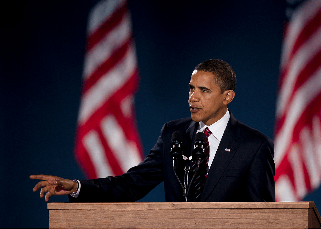 President-elect Barack Obama addresses supporters after his election victory.