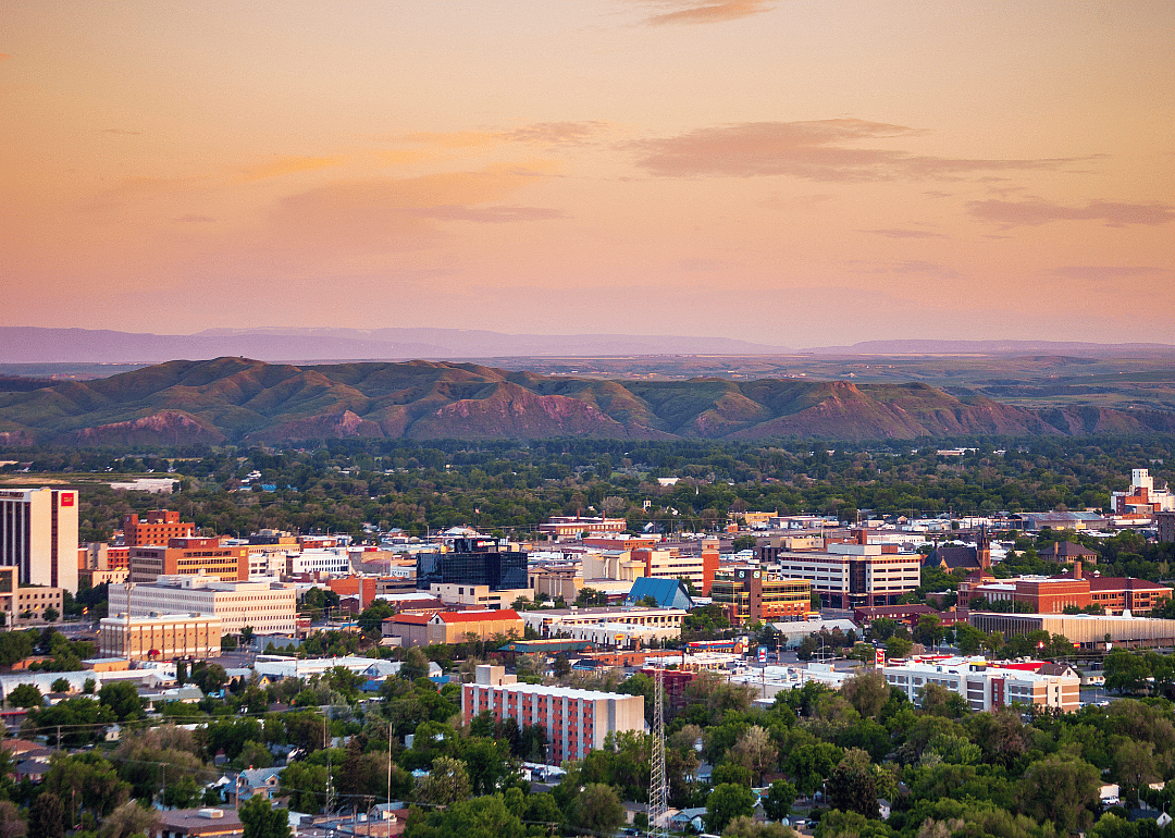 An aerial view of Billings at sunset.