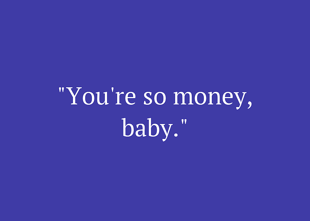 Movie quote against purple background.