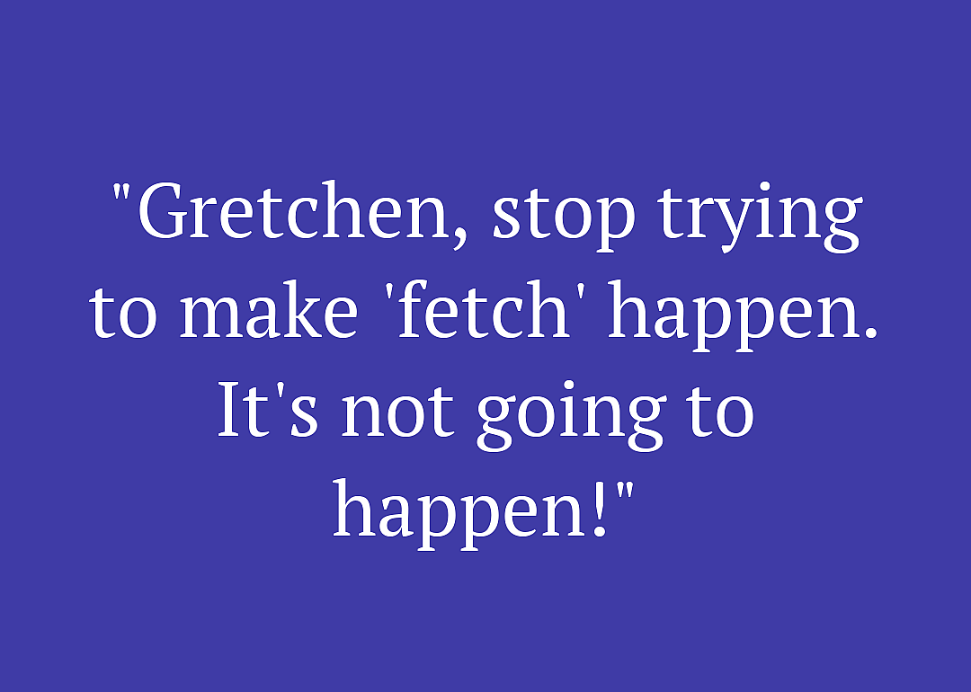 Movie quote against purple background.