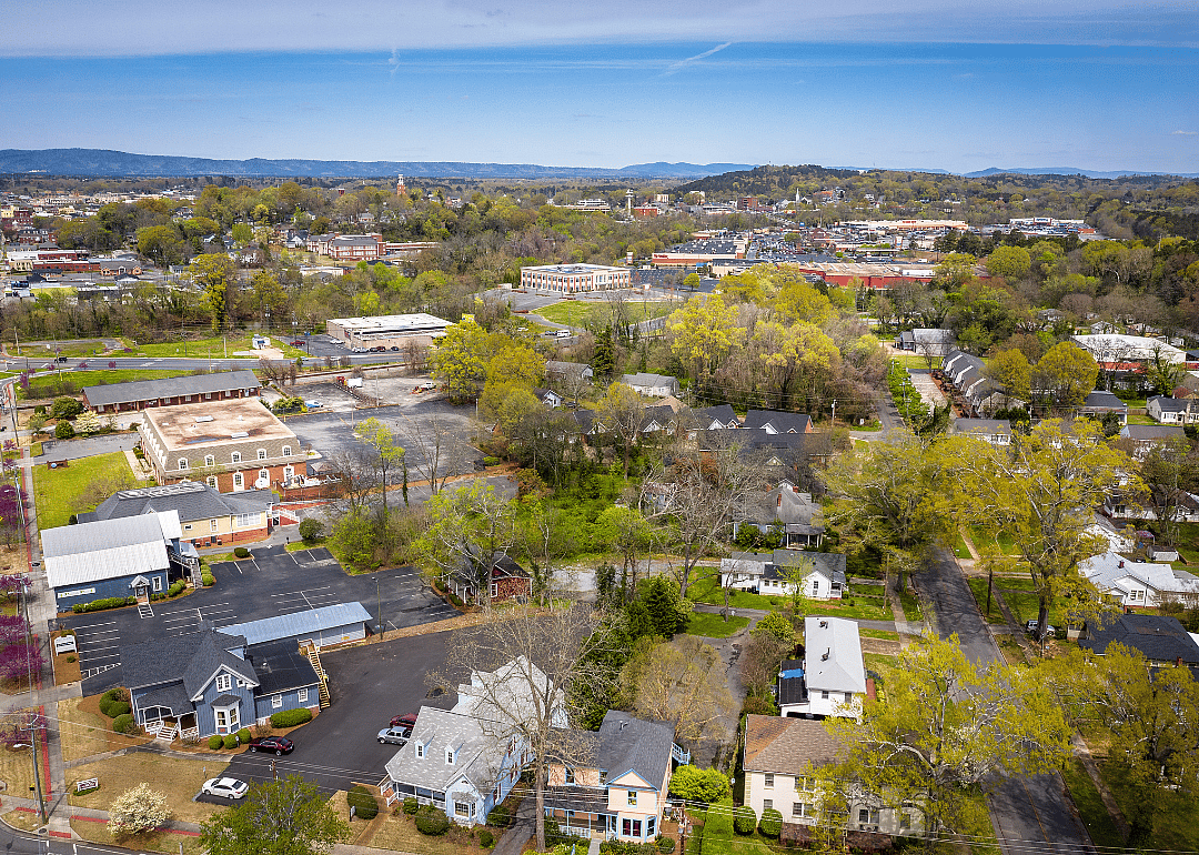 Aerial view of a city.