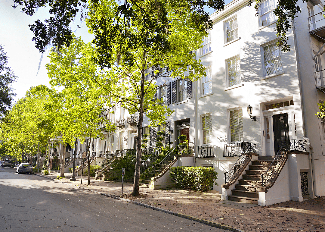 Historic row homes in Savannah, Georgia.