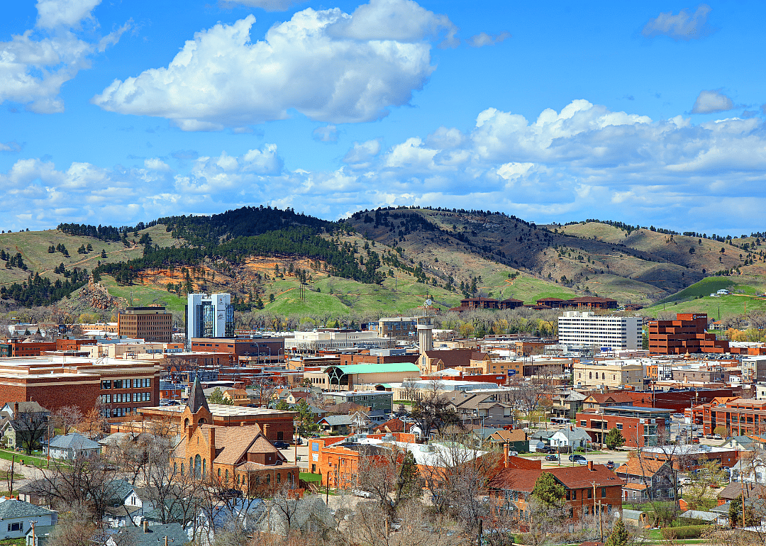 An aerial view of Rapid City, South Dakota.