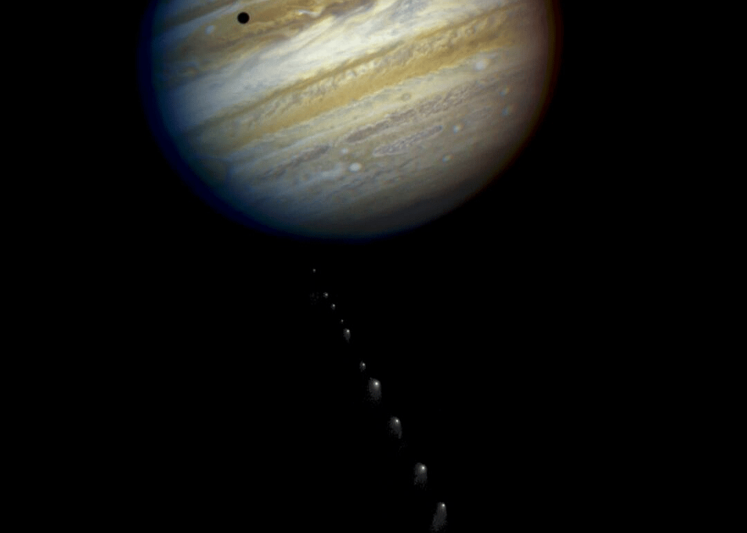 1994: Comet Shoemaker-Levy 9 strikes Jupiter