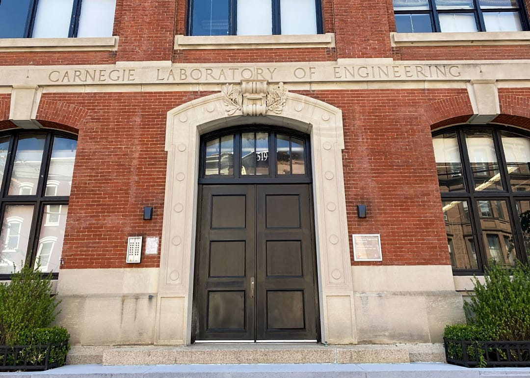 Brick building facade of Stevens Insitute of Technology.